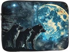 Wolfs Printed Laptop Sleeve for Men Women Shockproof Laptop Sleeve for Travel Office School, black, 12 inch