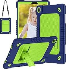Samsung Galaxy Tab A9 Plus 11 Inch 2023 Case, Rugged Shockproof Portable Electronic Device Cover with Shoulder Strap, Navy Green (SM-X210/X216/X218)