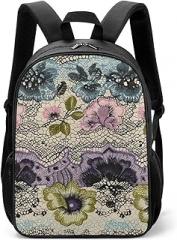 Vintage Lace Floral Unisex Backpack Daypacks Large Capacity with Side Pocket Laptop Bag for Travel