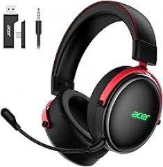 acer 2.4GHz Wireless Gaming Headsets for PS5, PS4, PC, Switch, Bluetooth Gaming Headset with Mic, Stereo Sound, 40+Hr Battery, 50mm Drivers - Black