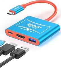 Switch 2 Dock for TV (V21.2.0), 4K@144Hz HDR, HDMI 2.1 USB-C Adapter with 48Gbps, USB 3.2 & PD 100W Fast Charging Portable Travel Dock, Compatible with Nintendo Switch 2 / OLED / 2017