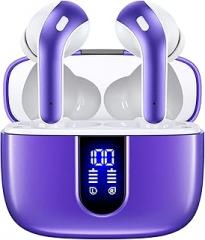 TAGRY Bluetooth Headphones True Wireless Earbuds 60H Playback LED Power Display Earphones with Wireless Charging Case IPX5 Waterproof in-Ear Ear buds with Mic for TV Smart Phone Laptop Computer Sports