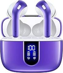 TAGRY Bluetooth Headphones True Wireless Earbuds 60H Playback LED Power Display Earphones with Wireless Charging Case IPX5 Waterproof in-Ear Ear buds with Mic for TV Smart Phone Laptop Computer Sports