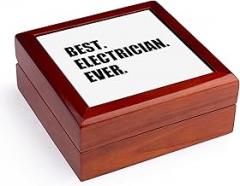 3dRose Best Electrician Ever - fun gift for electronics job - black text, Jewelry Box jb-184995-1