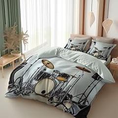 Light Green Duvet Cover Set 2 Pieces Toddler Size, HD Electronic Drum Comforter Cover, Brushed Microfiber Soft Bedding Sets 40 x 60 inches Home Bedroom Decorations for All Seasons