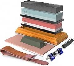 400#/1000# 3000#/8000# Premium Whetstone Cut Sharpening Stone Set Sharpener Non Slip Base Cutter Sharpener