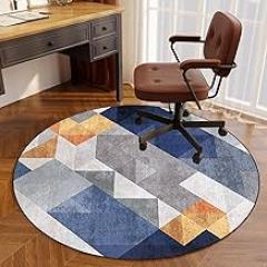 Drum Rug Gaming Chair Mat, Floor Protection Mat, Office Chair Mat, Multi-Purpose Chair Mat for Home, Floor Protector Mat for Hard Floors Round-F||80CM