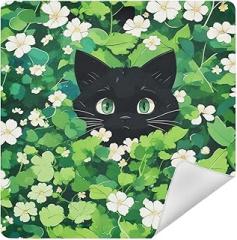 Black Cat Hides in Spring Flowers Camera Protective Wrap, Anti-scratch Lens Protector Wrapper, Magic Self-Adhesive Cloth for Cameras/DSLR/Laptop/Electronic Accessories, S