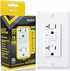 Faith 20A Outdoor GFCI Outlets, ETL Listed, Weather and Tamper-Resistant GFI Duplex Receptacles, Self-Test WR TR Ground Fault Circuit Interrupter with Wall Plate, White