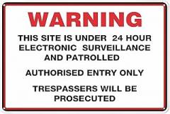 Vintage Aluminum Sign Warning This Site is Under 24 Hour Electronic Surveillance 8