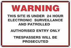 Vintage Aluminum Sign Warning This Site is Under 24 Hour Electronic Surveillance 8