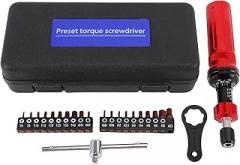 Fafeicy Mechanical Preset Torsion Set Adjustable Torque 0.5 3Nm with 1/4in Hex Connector S2 Steel Bits for Bike Repair Electronics Assembly