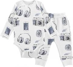 vvfelixl Baby Bodysuits Pants Sets Watercolor Electronic Devices Long Sleeve Baby Clothes for Boys Girls 0-3M