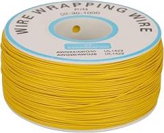 GOTOTOP Wrapping Wire Electronic, Copper Cable 1 Roll 2m 30AWG 0.25mm Core Diameter Up to 80 Tin Plated Tin Plated Copper Cable with Plastic Spool Wire (Yellow)