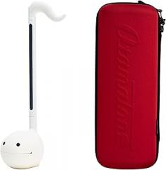 Otamatone Regular [White] and Matte Case [Red] Bundle Japanese Electronic Musical Instrument Portable Music Synthesizer from Japan Maywa Denki Award Educational Fun Gift for Children Teen Adult