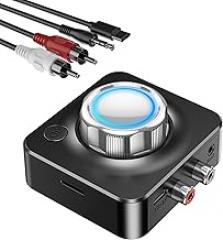 KAIY Bluetooth Receiver for Home Stereo, Bluetooth to RCA Adapter for Old Receiver with 3D Surround, Low Latency 3.5mm Audio Adapter for Old Speakers/Vintage Stereo, Support TF Card Play Music