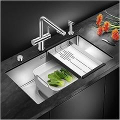 4MM Thickened Kitchen Sink 304 Stainless Steel Handmade Large Single Slot Vegetable Washing Undercounter Basin Kitchen Sink Set
