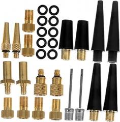 Generic 30pcs Inflator Nozzle Electric Pump Air Pump Inflatable Adapters Bike Tire Bike Pump Adapter Tire Inflator Electronic Pumps Nozzle Inflator Kit Pump Needle Tool Valve Adaptor Metal
