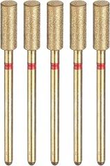 HARFINGTON 5pcs 200-230 Grits Diamond Grinding Bit 4.2mm Cylindrical Ball Head 2.35mm Shank 12mm Length Titanium Plated Stone Sanding Drill Bits Rotary Tool for Nails Grinding Polishing