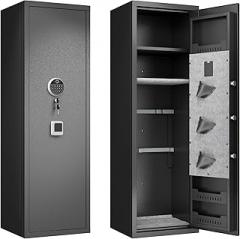 Fingerprint Electronic Gun Safe for Home Use with Quick Access, Detachable Dividers, No Assembly Needed, Secure Cold Rolled Steel Construction