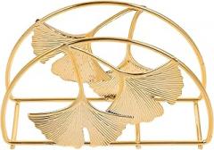 Milisten Metal Napkin Holder Golden Leaf Design, Large Table Napkin Stand Organizer for Home Decor and Kitchen Dining Use