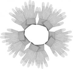 5 Pairs Static Gloves Carbon Fiber PU Coated Fingertip Protection Non Slip Working Gloves for Industry Precision Electronics Assembly and Building