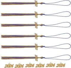 Milisten 2024 Graduation Tassels Set with Blue and Gold Hanging Decorations Academic Cap Tassel Ornaments for Graduation Ceremony for Graduate Caps 12 Pieces