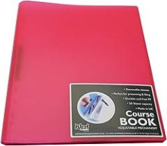Course Book Adjustable Capacity Raspberry A4, File Holder, Presentation Display Wallet, Paper, Document, Poly Clear Sleeves