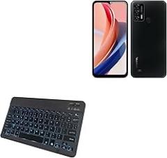 BoxWave Keyboard Compatible with Oukitel C31 Pro - SlimKeys Bluetooth Keyboard - with Backlight, Portable Slim LED 7 Colors - Jet Black