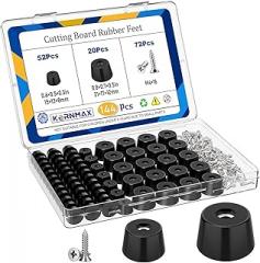 144Pcs Rubber Feet for Cutting Board, Non-Slip Cutting Board Feet with 304 Stainless Steel Screws, 2 Sizes Screw-on Rubber Bumpers Pads for Furniture, Electronics, Cabinets and Tables