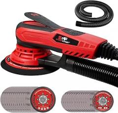 S&F STEAD & FAST Electric Random Orbital Sander with Vacuum Attachment 350W, Professional-grade, 5 inch 6 inch Backing Pads, Quiet, Powerful, Low Vibration, Woodworking, Auto Body Repair
