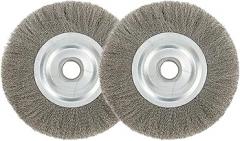 for Stainless Steel Crimped Wire Wheel Brush 5 inch (125mm) for Bench Grinder, 16mm Hole, 2 Pack, Metal Deburring and Polishing Tool Compatible with Portable