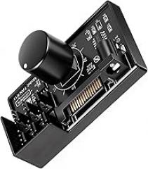 RIIEYOCA 12V 4 Pin PWM PC Fan Hub Speed Controller,PC Fan Hub Adapte,Cooling Fans Hub Powered by SATA and DC 5521With Max Total 60W 5A Output