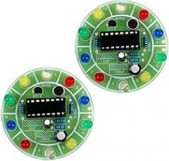 2 Sets Solder Practice Kit CD4017 Electronic Lucky Wheel DIY Soldering Kits LED Light Circuit Board Fun Probability Game to Learn and Training