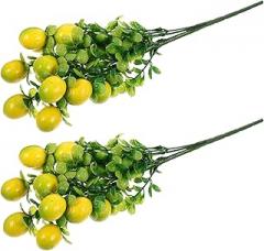Milisten 2 Pcs Artificial Lemon Fruit Branches Decoration Set, Lifelike Vivid Fake Fruit Plants for Home Table Centerpiece, Kitchen and Party Decor