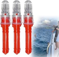 3 Pcs Boat Flares, Electronic Boat Flares Coast Guard Approved Marine, Waterproof Boa-t Safety Kit Emergency Signals for Fishing Nets, Buoys, Boats (red)