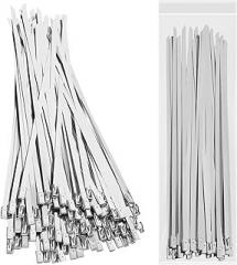 100 Pcs 11.8” Stainless Steel Zip Ties, Metal Zip Ties304 anti-corrosion and Anti-rust, Metal Zip Ties Heavy Duty Outdoor Suitable for Electronics Industry, Gardening, Agriculture