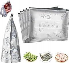 Reusable Aluminum Foil Sealable Storage Bags, Stand-Up Food Preservation Bags with Resealable Zipper (10, Small)