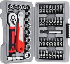 UncleS 48Pcs Car Repair Tool Kits Ratchets Torques Wrench Auto Repairing Set Socket Set Car Repair Mechanics Maintenance Tool Electronic Device
