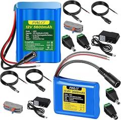 12V Rechargeable Lithium Battery Combo with Charger Bare Leads Wire Compatible with 12V Devices RC Car,LED Strip,DIY Project,Electronic Organ,Optical Network Unit,CCTV Camera,Solar Panel
