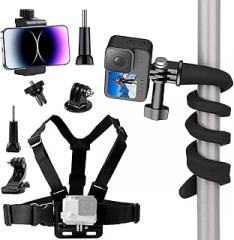 Chest Mount with J Hook, Flexible Camera Mount Compatible with Gopro Hero 13 12 11 10 9 8/AKASO EK7000 Brave 4 7/ODDV/Hiicam/Xilecam/Surfola/Icefox Action Camera