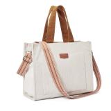 CLUCI Corduroy Tote Bag For Women Casual Zipper Tote Fashion Shoulder Handbag Hobo Bag Brown and Beige