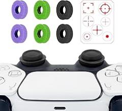 MysticHome 6 Pack Precision Rings Aim Assist for PS5, for PS4, Compatible with Xbox Controllers Accessories– Control with Soft Silicone Rings–Compatible with Fortnite&FPS Games,Purple+Green+Black