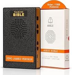 Electronic Holy Bible Audio Player in English for Seniors, Kids and The Blind, Solar and USB Rechargeable, KJV (King James Version), Black