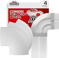 Corners for Floor Cord Covers by X-Protector - 4 PCS - Silicone Material - White Color - Self-Adhesive - Compatible Only with Regular Version