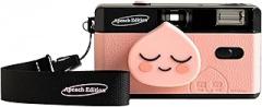 Kakao Friends Reusable 35mm Film Camera [Apeach Edition], Fixed-Focus and Wide Angle, Build in Flash and Compatible with 35mm Color Negative or B/W Film (Film and Battery NOT Included)