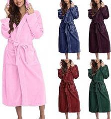 Lolvmvchi Womens Bathrobe, Long Plush Robes For Women, Two Side Pockets And Belts, Warm And Cozy