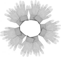 Angoily 5 Pairs Static Protective Gloves Non Slip Carbon Fiber PU Fingertip Coated Safety Gloves for Electronics Assembly Work and Sturdy for Industrial Use