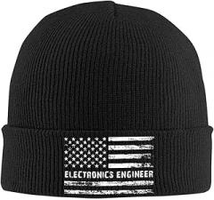 QIZYOQA Electronics Engineer American Flag Beanie for Men Women Knit Cuffed Beanies Warm Winter Hat Skull Cap
