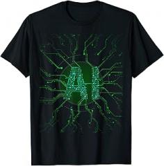 Artificial Intelligence Geeks & AI Lovers Costume Artificial Intelligence Green AI Letters Electronic Style T-Shirt